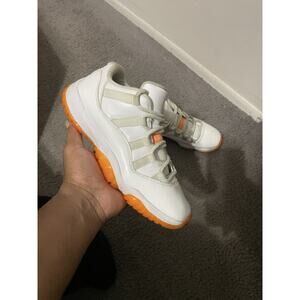 Size 6.5y / 8W - Air Jordan 11 Retro Low White Bright Citrus Orange AH7860-139